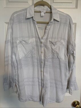 LOFT White Eyelet Lounge Top